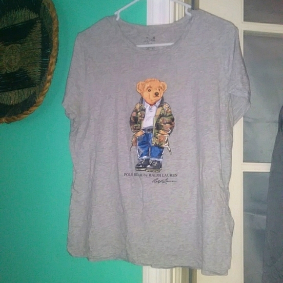 Ralph Lauren Gray Short Sleeve Tee with Bear Graphic - Picture 1 of 4